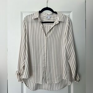 Old Navy Classic Striped Button Down Blouse Long Sleeve Women's Size L